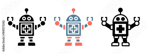 Medical Robot Icon Collection Set  Glyph & Mixed Style  