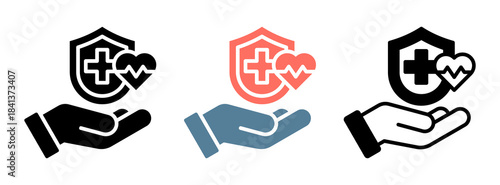 Healthcare Security Icon Collection Set  Glyph & Mixed Style  