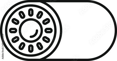 Line art illustration showing a rolled hay bale