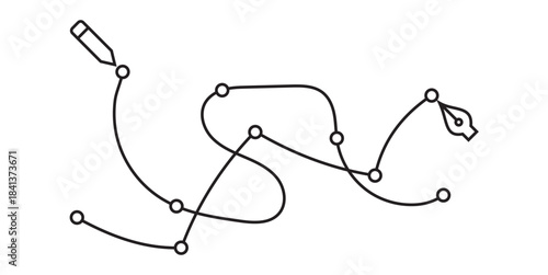 Minimal Vector Pen Tool Path Outline – Bézier Curve Illustration