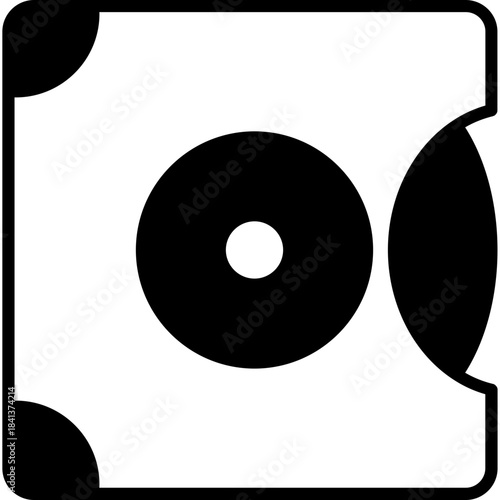 CD Cover Icon Glyph Style Music Album, Disc Cover Symbol