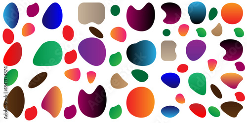 Seamless pattern with different colorful pebbles flat style, vector illustration on white background. Decorative design for wrapping and packaging, little stones from beach
