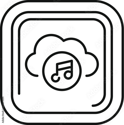 Cloud storing music notes representing online streaming or digital audio services