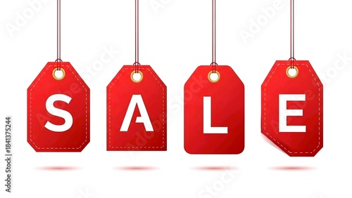Red Sale Tags Featuring The Word SALE In White Font, Perfect For Promotions and Advertising
