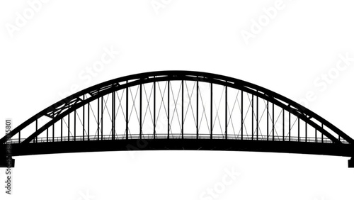 Black silhouette of an arch truss bridge structure