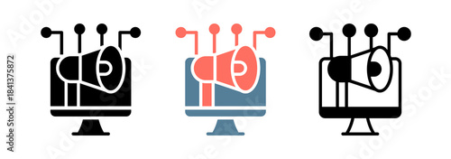 Digital Marketing Icon Collection Set  Glyph & Mixed Style  