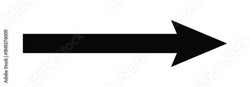 Extended black long directional arrow icon. Bold black arrow pointing to the right side. Black arrow isolated on white back ground.