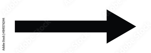 Extended black long directional arrow icon. Bold black arrow pointing to the right side. Black arrow isolated on white back ground.