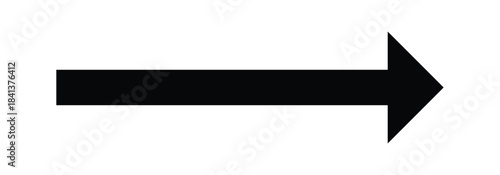 Extended black long directional arrow icon. Bold black arrow pointing to the right side. Black arrow isolated on white back ground.