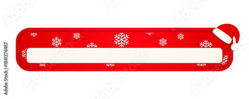 Christmas name tag. Banner for text with Santa Claus hat