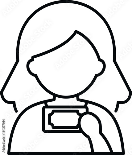 Person holding a mobile device and taking a selfie