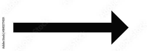 Black long arrow icon. Vector long arrow pointing to the right side. Horizontal long arrow isolated on white back ground.