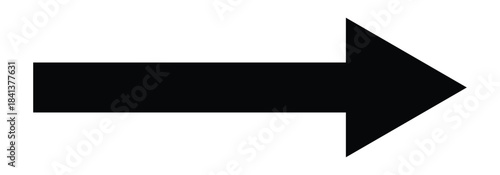 Black long arrow icon. Flat line long arrow indicated to the rightward direction. Vector long arrow isolated on white background.