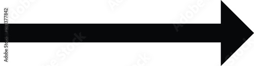Vector-style long black arrow icon. Horizontal black arrow pointing to the right side. Vector style long arrow isolated on white background.