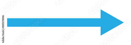 Long blue arrow icon. straight line blue arrow icon pointing to the right side. Abstract arrow icon isolated on white background.