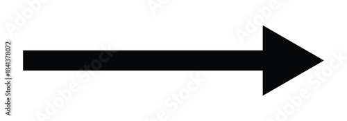 long black arrow icon. Straight line black arrow pointing to the right side. Black vector long arrow isolated on white background.