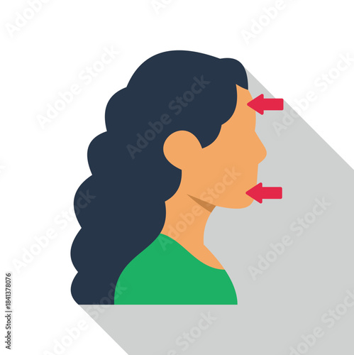 Woman profile with arrows pointing to areas for cosmetic and plastic surgery