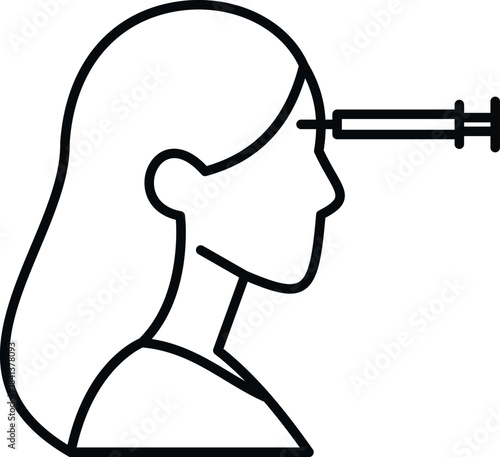 Woman's profile receiving a cosmetic injection on her forehead for beauty and anti aging