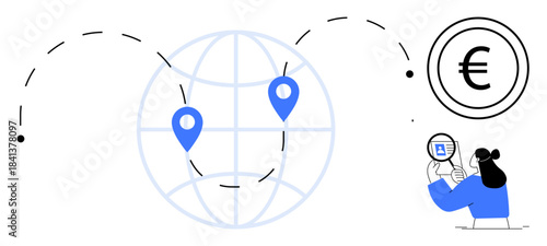 Money transfer concept. Money transfer across global locations ensuring secure communication. Money transfer solutions for international payments, fintech applications, and business transactions