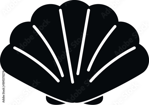 Scallop seashell silhouette representing marine life and ocean themes