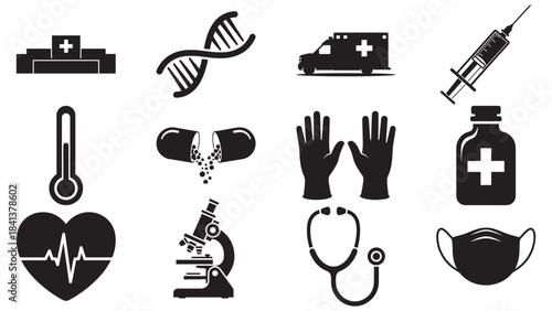 Medical Equipment & Diagnostics Icon Set for Device Procurement, CapEx Planning and Supply-Chain Finance in Healthcare