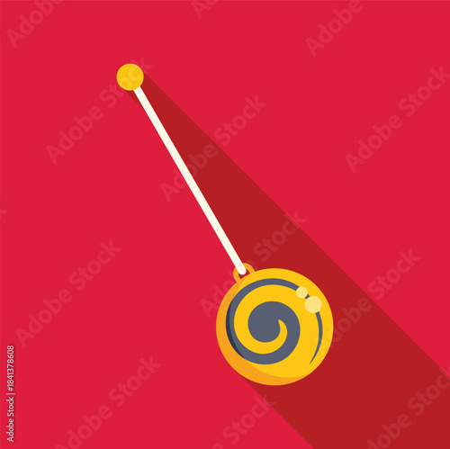 Hypnosis pendulum showing a spiral for inducing a trance state in a flat design illustration