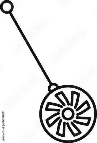 Baby whirly rattle line art spinning toy on a simple handle