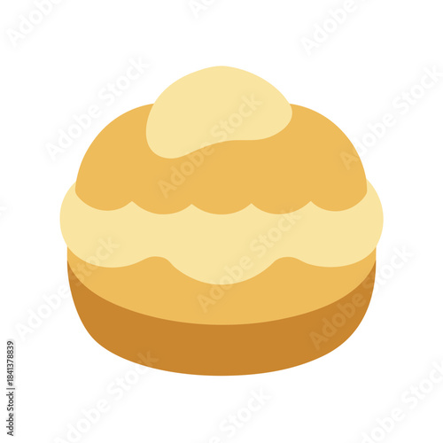 Vector Clip Art Cream Puff on White Background for Web and Graphic Design