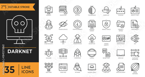 Darknet icon set. Vector illustration
