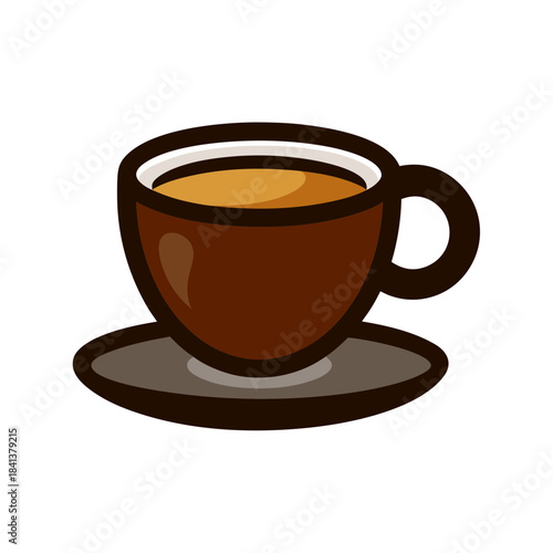 Vector Clip Art Espresso Cup on White Background for Web and Graphic Design