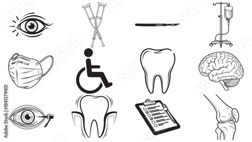 Clinical Icons Collection for Accessibility Compliance, Dental & Clinic Revenue Modeling and Patient Flow Financial Operations