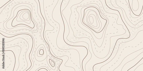 Map of topographic relief lines, illustration of relief contour Topographic landscape surface Concept of conditional geography scheme, terrain path Editable stroke Abstract ocean relief vector texture