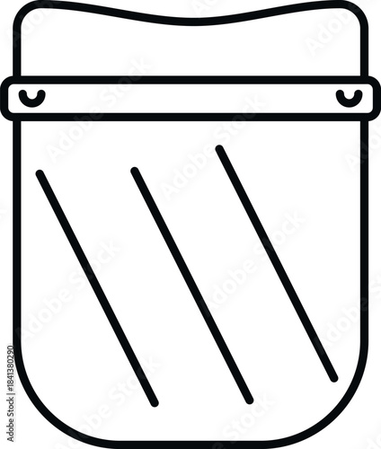 Face shield providing personal protective equipment against infectious diseases in a simple line art style