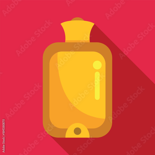 Hot water bottle keeping warm for soothing aches and pains with flat design