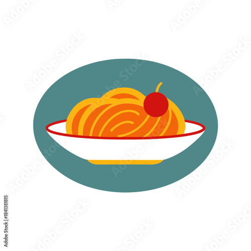 vector clip art spaghetti plate on white background for web and graphic design