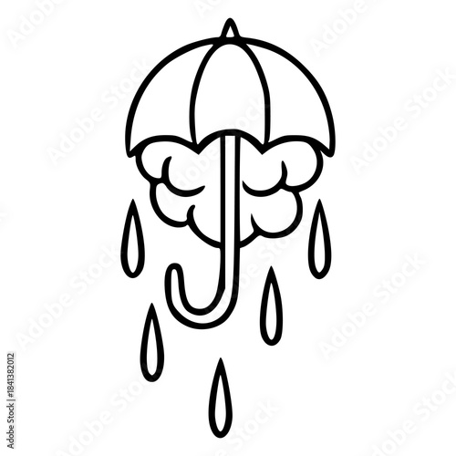 simple weather concept graphic with umbrella and raindrops