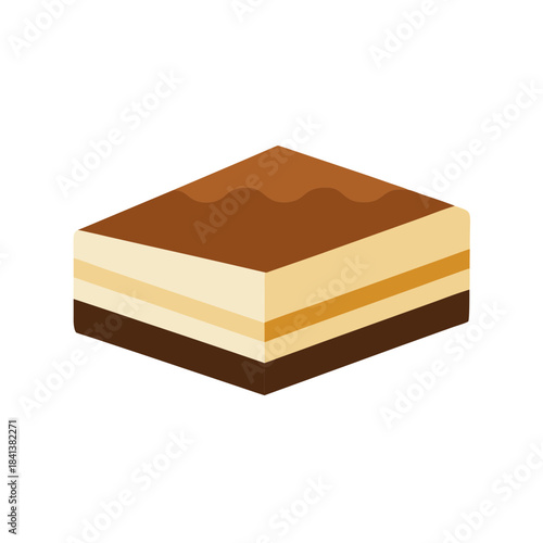 vector clip art tiramisu slice on white background for web and graphic design