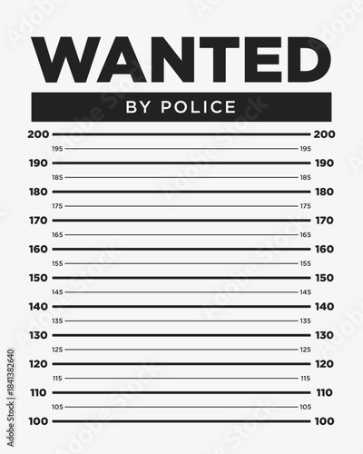 Wanted Poster Style Height Chart with Bold Police Header and Measurement Lines
