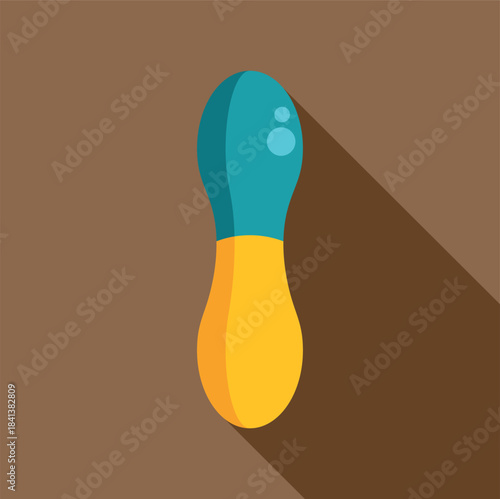 Bowling pin displaying a modern flat design style with a long shadow