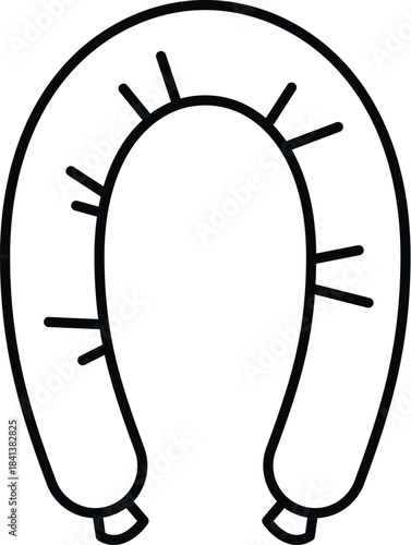 Sausage link forming a curved shape, presented as a black outline icon on white