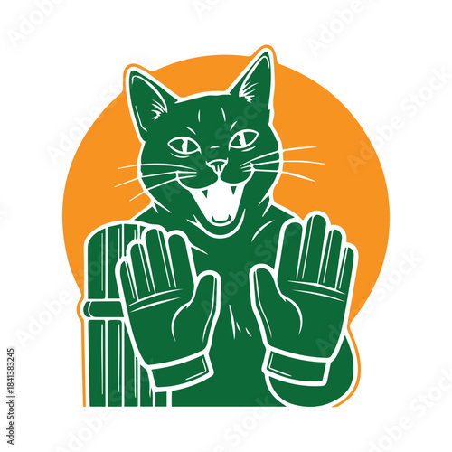 Funny cartoon panda cricket batsman ready to hit the ball