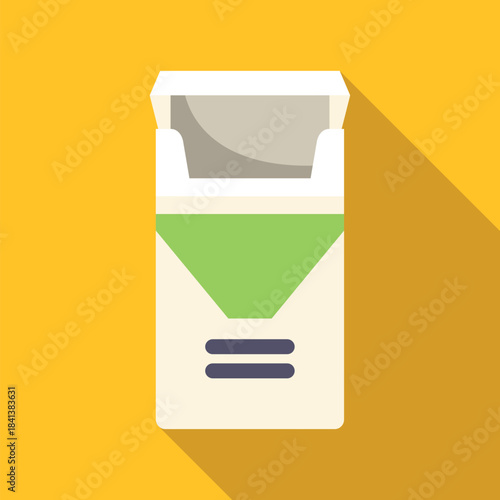 Empty cigarette pack appearing as a flat design icon with long shadow