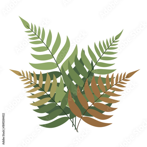 Elegant fern fronds in verdant and earthy tones evoke botanical serenity and harmony