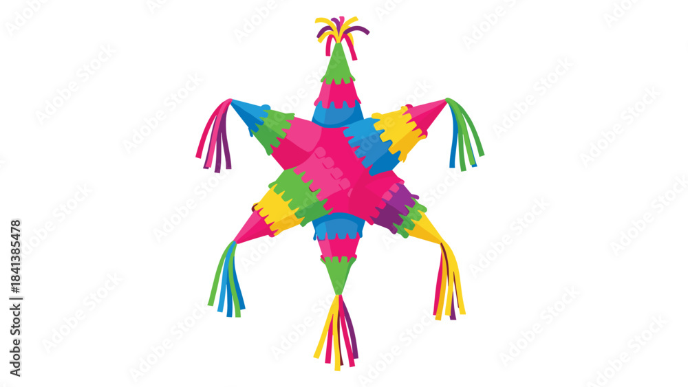Obraz premium Colorful star shaped piata with tassels on for party decoration