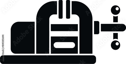 Vise holding an object for work on a simple black and white icon