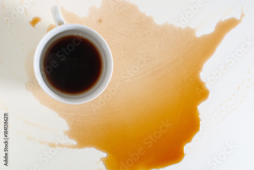 Spilled cup of coffee
