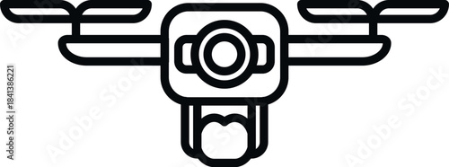 Drone quadcopter icon representing aerial photography and modern technology