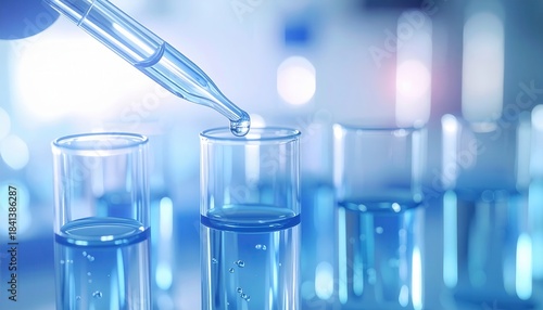 Genomic Testing Pipette Lab: Close up of Pipette drawing clear solution from microtube
