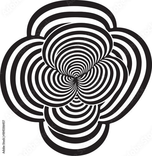 Black and white optical illusion flower pattern abstract