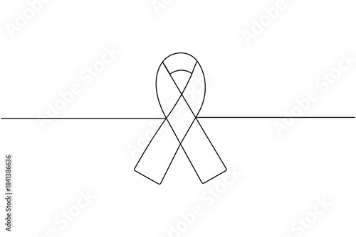 Minimalist continuous line art drawing of a universal ribbon symbol for awareness and support illustration